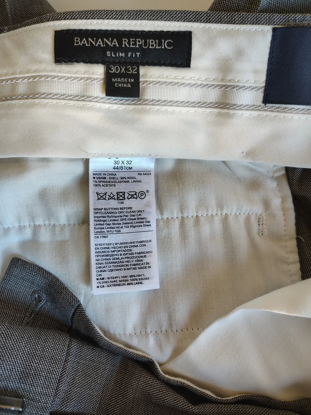 Banana Republic Marzotto Mills Wool Gray/Brownish Mens Slim Fit Pants 30x32